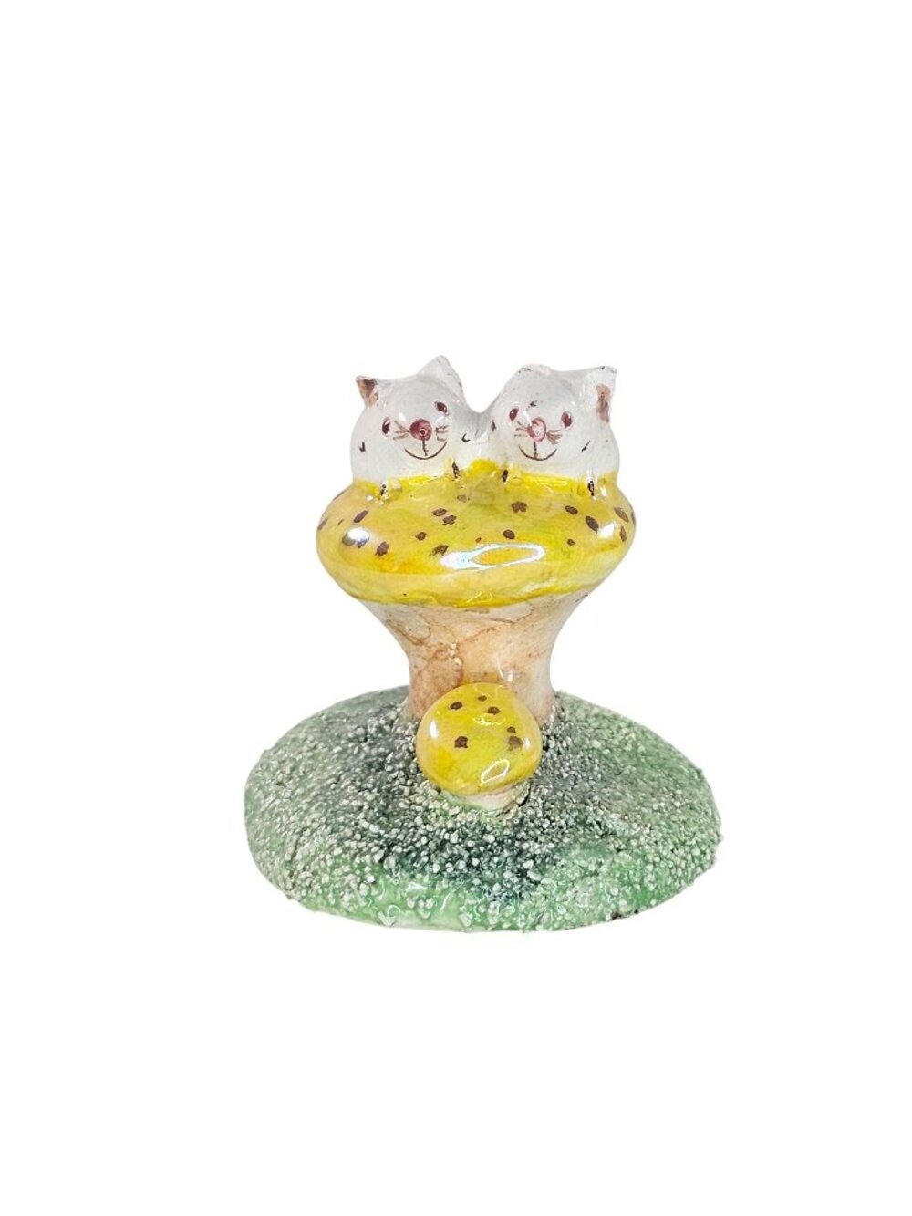 Basil Matthews Ceramic Field Mice Mouse Figurine On Yellow Mushroom *CHIPPED*
